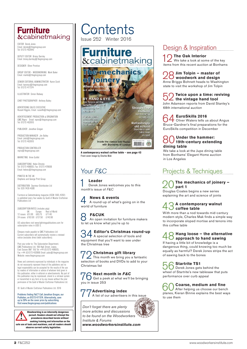 Furniture & Cabinetmaking 252 2016-Winter